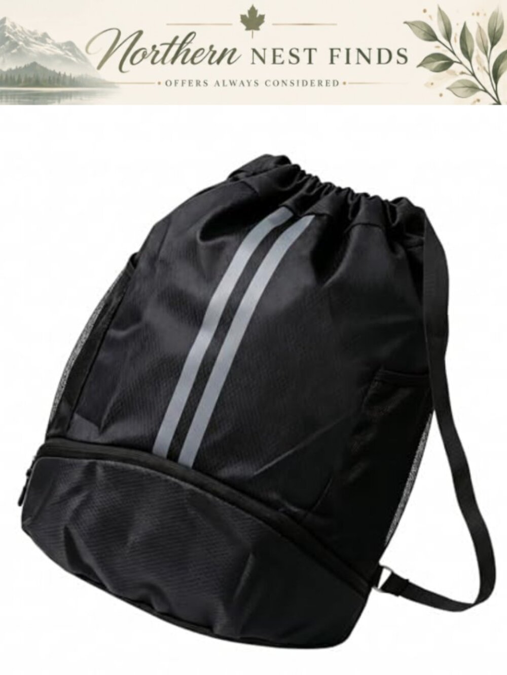 Waterproof Drawstring Backpack Gym Cinch Bag Shoe Wet Dry Compartments